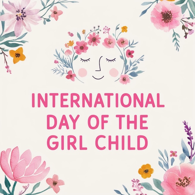 Watercolor Template for International Day of the Girl Child Social Media Cover