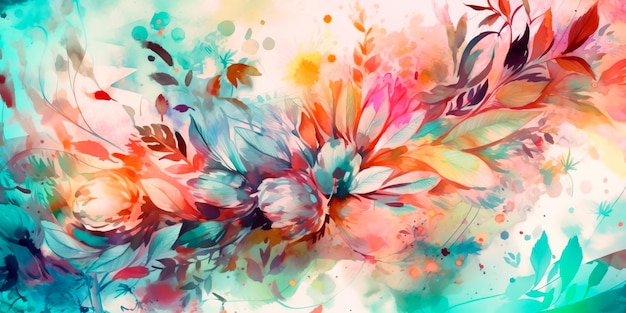 Watercolor texture with floral elements Generative AI