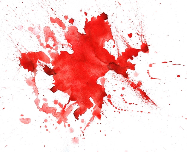 Watercolor texture with red stains on white background