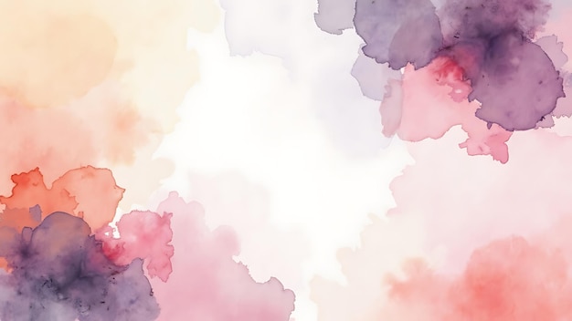 Photo watercolor texture with splashes of pink purple and yellow against a white canvas ideal for artistic designs backgrounds or creative projects