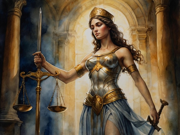 Watercolor of Themis lawyer goddess