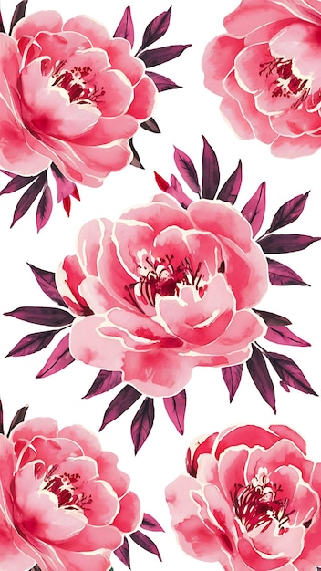 Photo watercolor trendy modern loose style pink peony flowers and leaves set collection of isolated images of pink red florals for print pattern textile wallpapers invitations cards