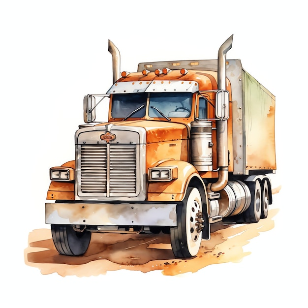 watercolor truck western wild west cowboy desert illustration clipart