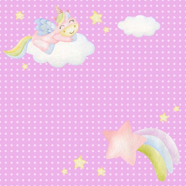 Watercolor unicorns background