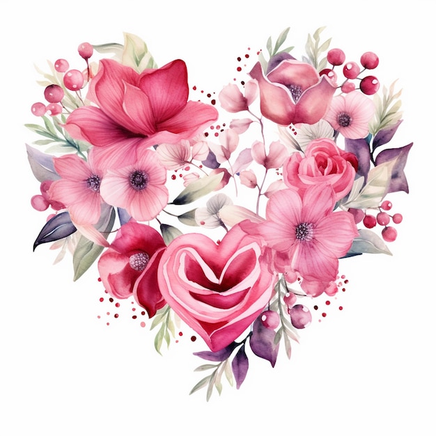 Photo watercolor valentine floral heart clipart