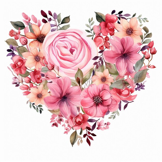 Photo watercolor valentine floral heart clipart