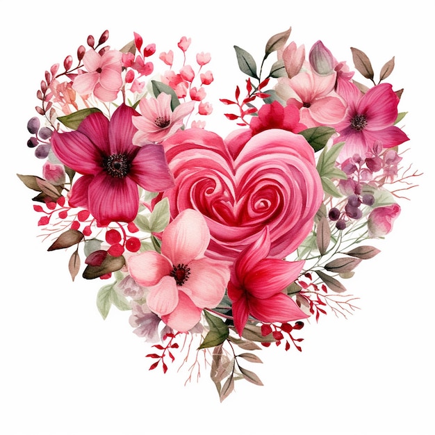 Photo watercolor valentine floral heart clipart