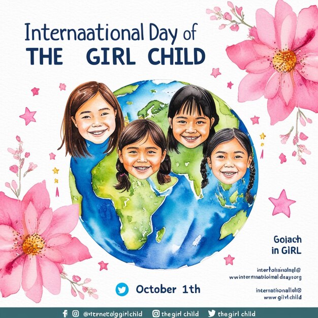 Watercolor Vertical Poster Template for International Day of the Girl Child