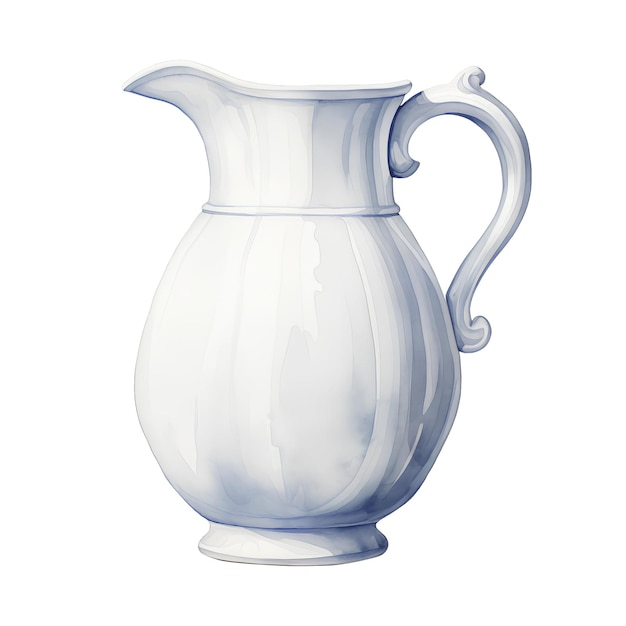 Photo watercolor white elegant ceramic jug