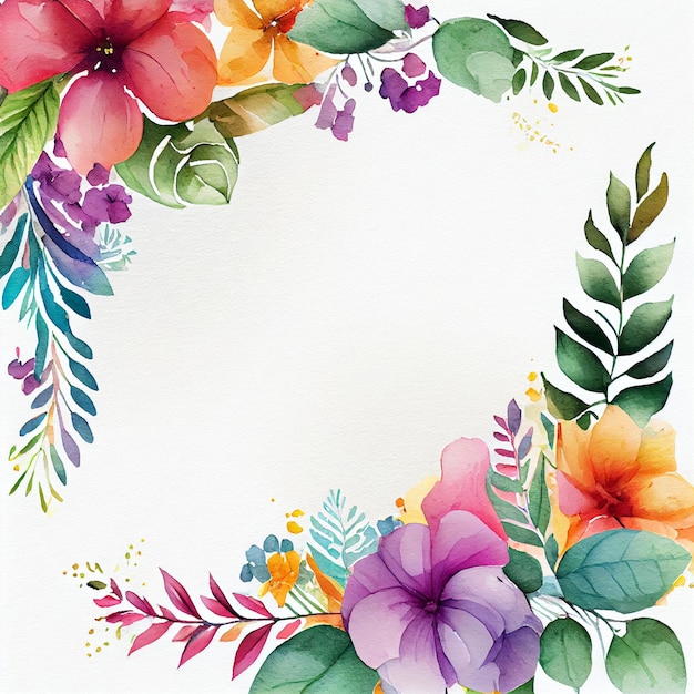 Watercolor wild flowers background aquarelle spring flowers illustration Generative AI