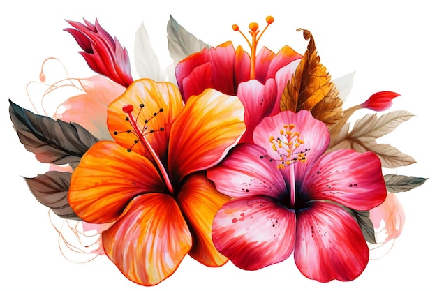 Watercolor with transparent background nature flowers gardens