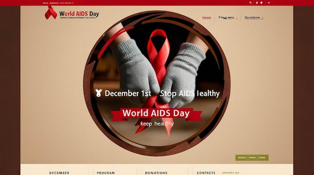 Photo watercolor world aids day landing page template