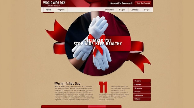 Photo watercolor world aids day landing page template