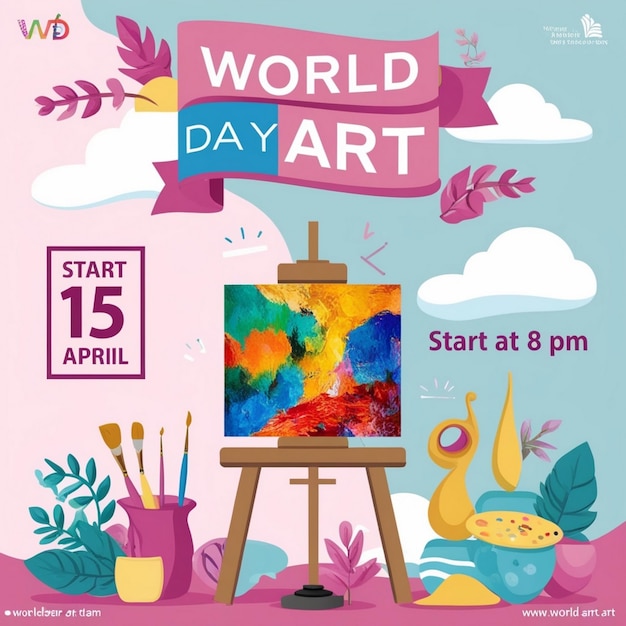 Watercolor World Art Day Background