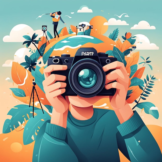 Watercolor World Photography day illustration