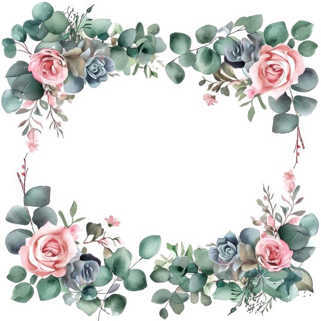 watercolor wreath of flowers Generative AI