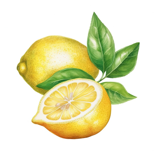 Watercolor yellow lemon Illustration AI GenerativexA