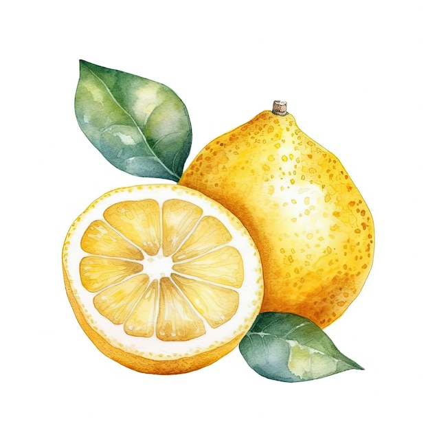 Watercolor yellow lemon Illustration AI GenerativexA