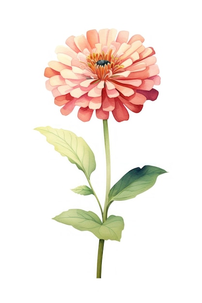 Watercolor zinnia flower dahlia petal plant