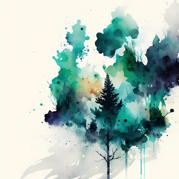 A watercolorful painting of a forest