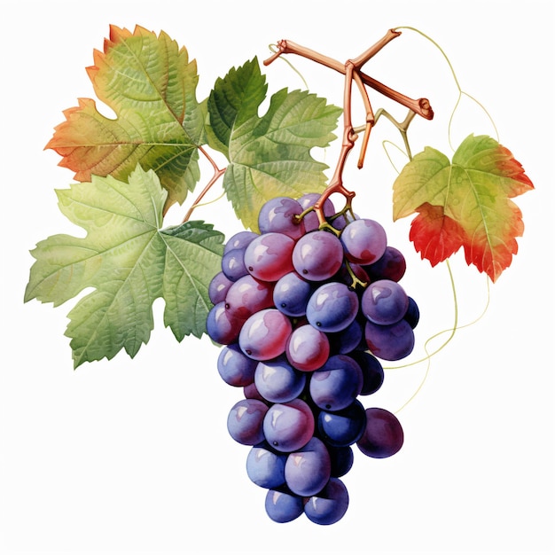 Watercolour botany illustration grapes