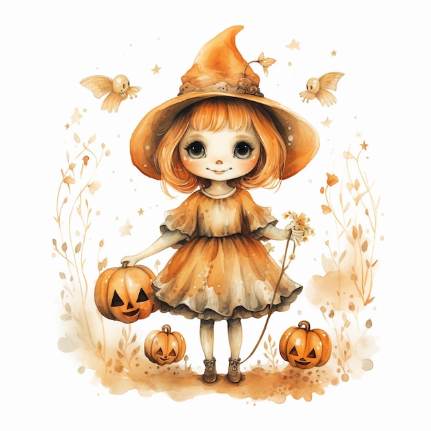 Watercolour Magic Mystical cute skeleton clipart