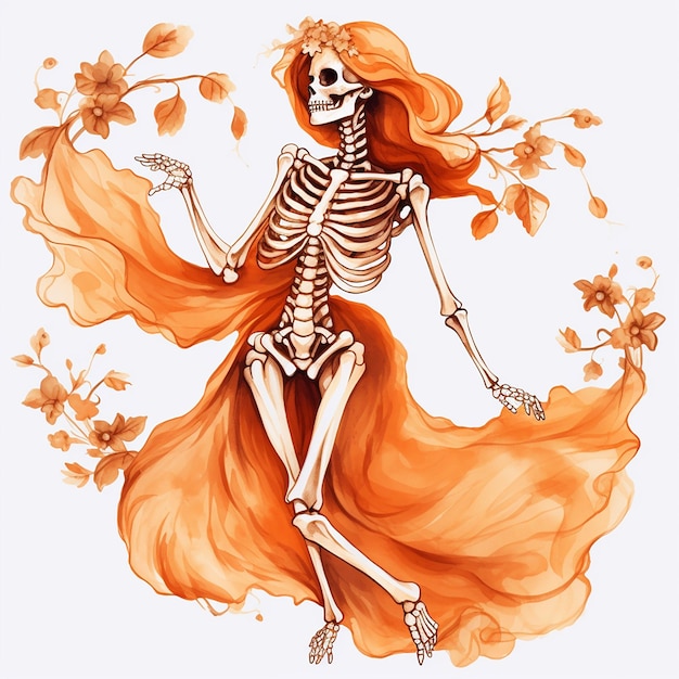 Watercolour Magic Mystical cute skeleton clipart