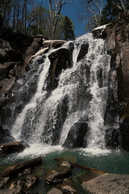 waterfall in autumn forest