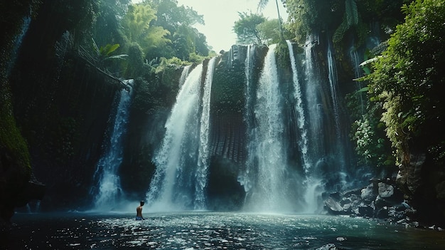 Waterfall in Bali Indonesia Generate Ai