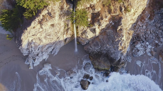 A waterfall on the coast of california