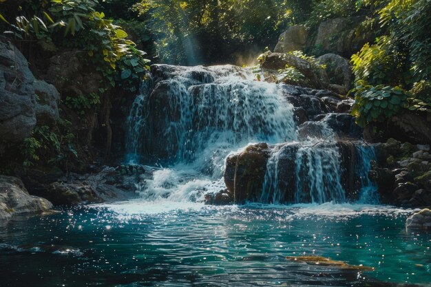 Waterfall Flowing in Lake