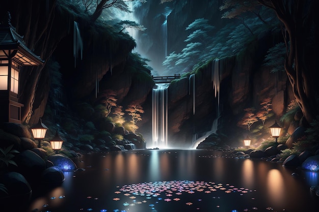 The waterfall in the forest wallpapers