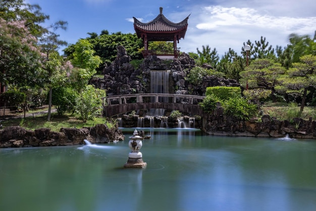 Waterfall at Fukushuen in Naha Okinawa Japan