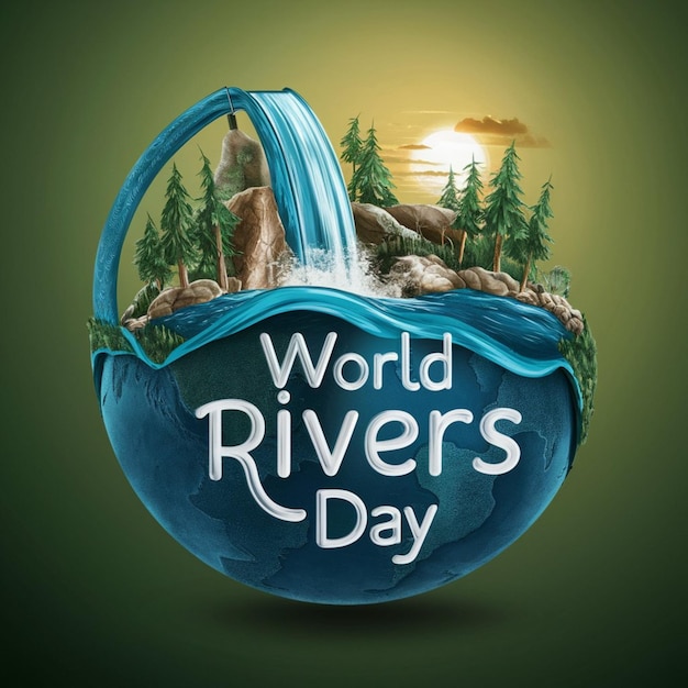 Photo waterfall globe design for world rivers day awareness campaign 1