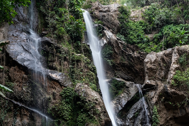 Waterfall hidden in the tropical jungle