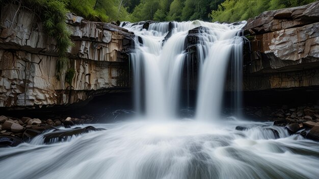 Photo a waterfall is shown in the picture with a waterfall in the background