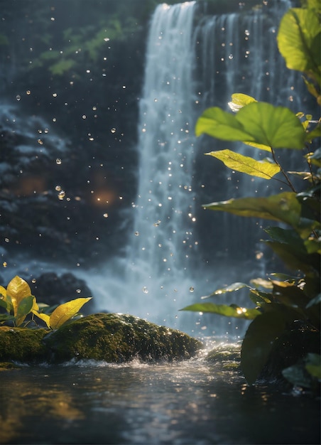 Photo a waterfall in the jungle is shown in this image