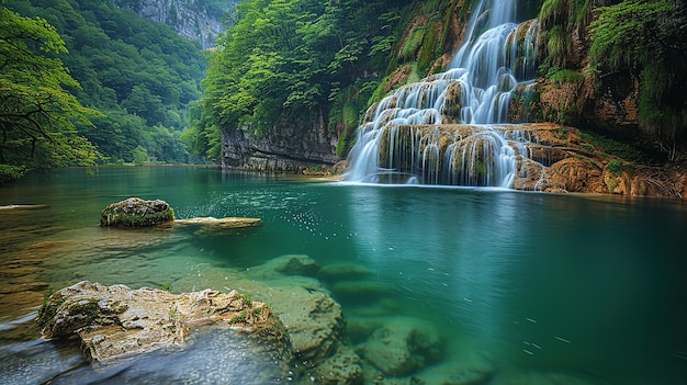 a waterfall in the jungle