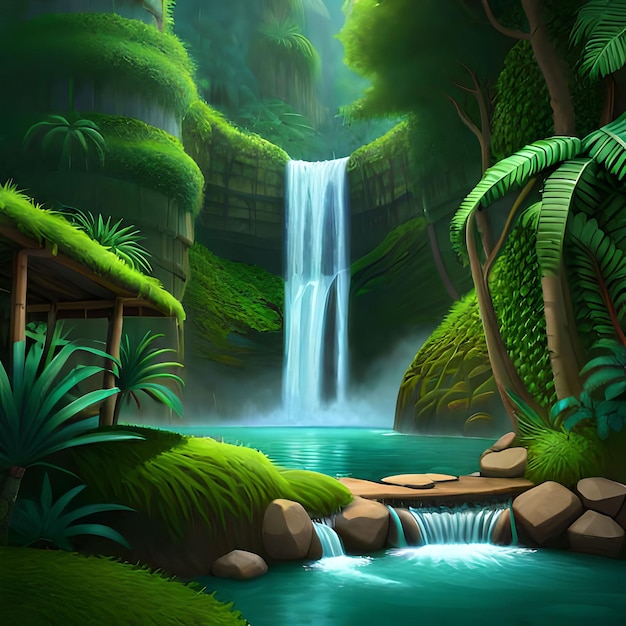 A waterfall in the jungle