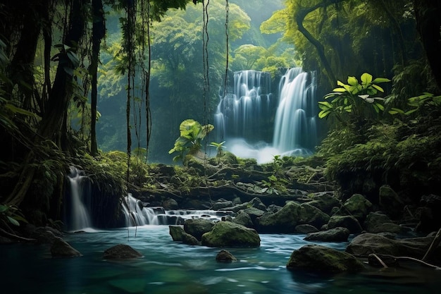 A waterfall in the jungle