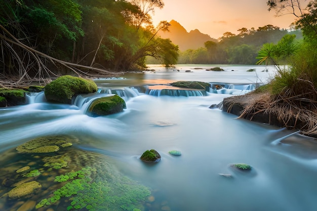 a waterfall in the jungle