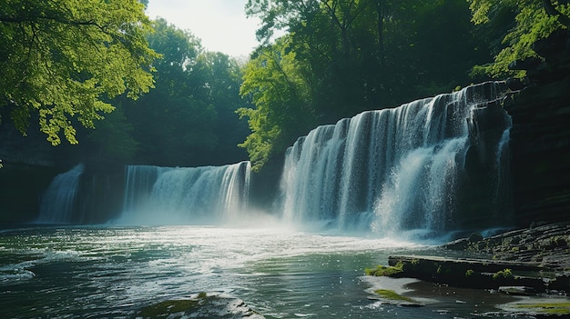 Waterfall in a Lush Forest