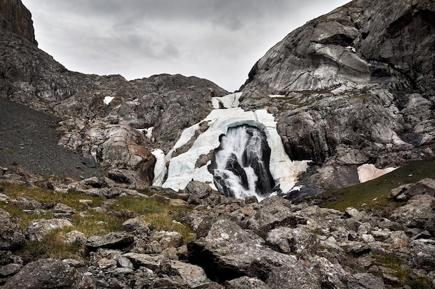 Waterfall at mountain valley