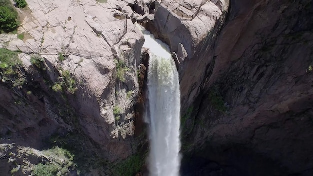 A waterfall in the mountains