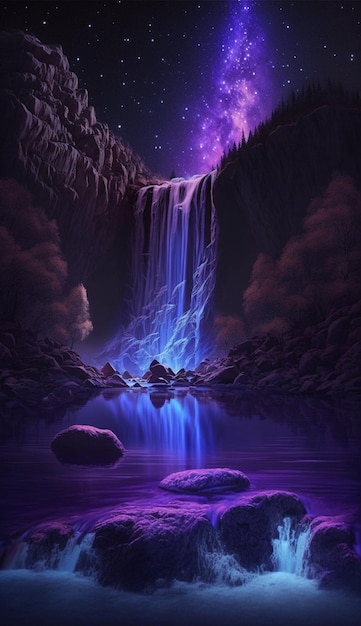 A waterfall in the night sky