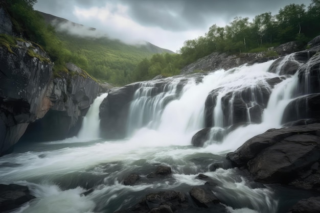 Waterfall in Norway AI