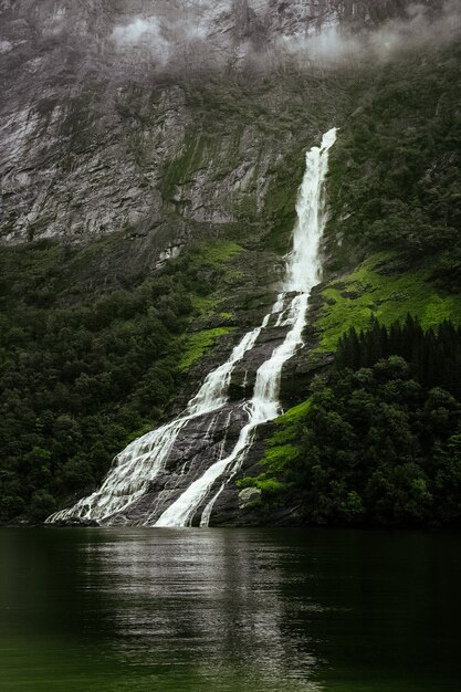 Waterfall in a Norwegian fjord