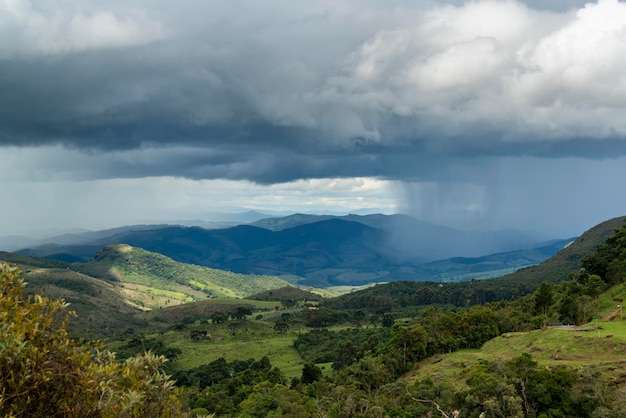 Waterfall and rainforest Aiuruoca Minas Gerais Brazil  Waterfall dos Garcia