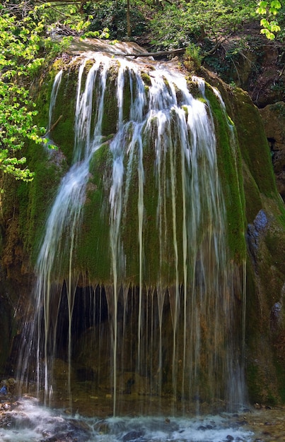 Waterfall "Sribni Struji" (Silvery filaments). Crimea, Ukraine. Long term exposure.