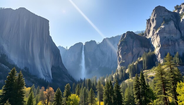 Photo waterfall at stunning yosemite california isolated with white highlights